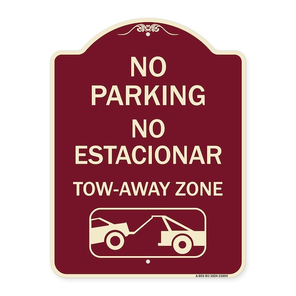 Signmission No Parking No Estacionar Tow Away Zone W/ Graphic Heavy-Gauge Alum Sign, 24" x 18", BU-1824-23804 A-DES-BU-1824-23804 - main